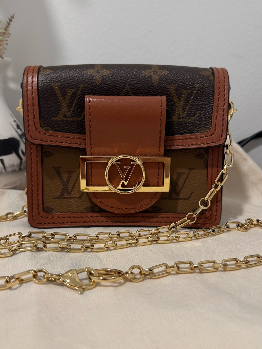 Louis Vuitton Monogram/Reverse Mini Bag in Brown and Tan with Gold Hardware